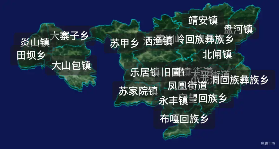 threejs昭通市昭阳区geoJson地图3d地图css2d标签