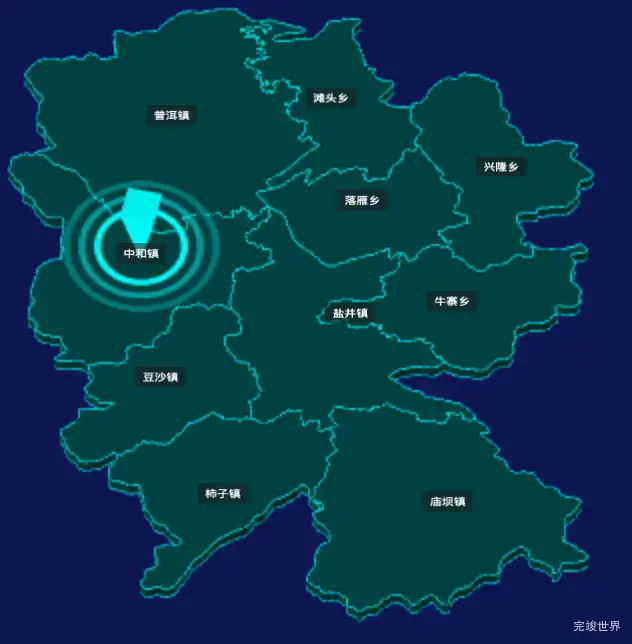 threejs昭通市盐津县geoJson地图3d地图添加旋转棱锥