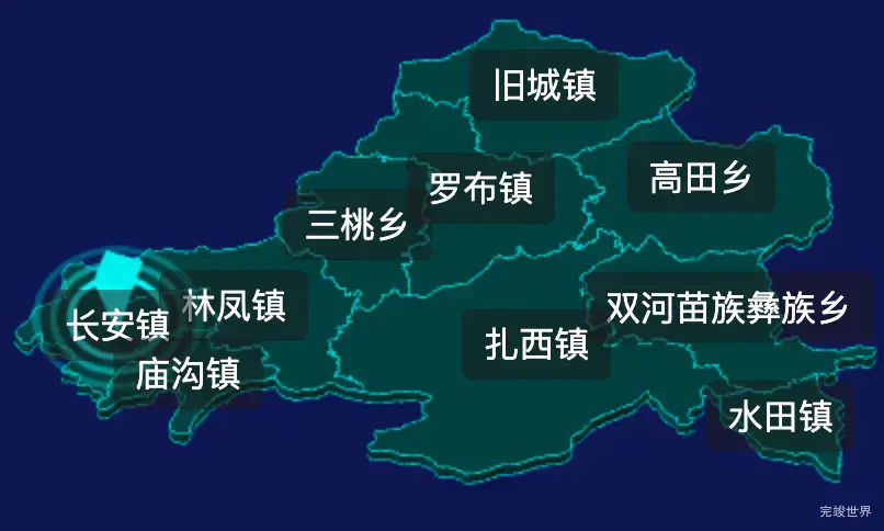 threejs昭通市威信县geoJson地图3d地图CSS2D外加旋转棱锥