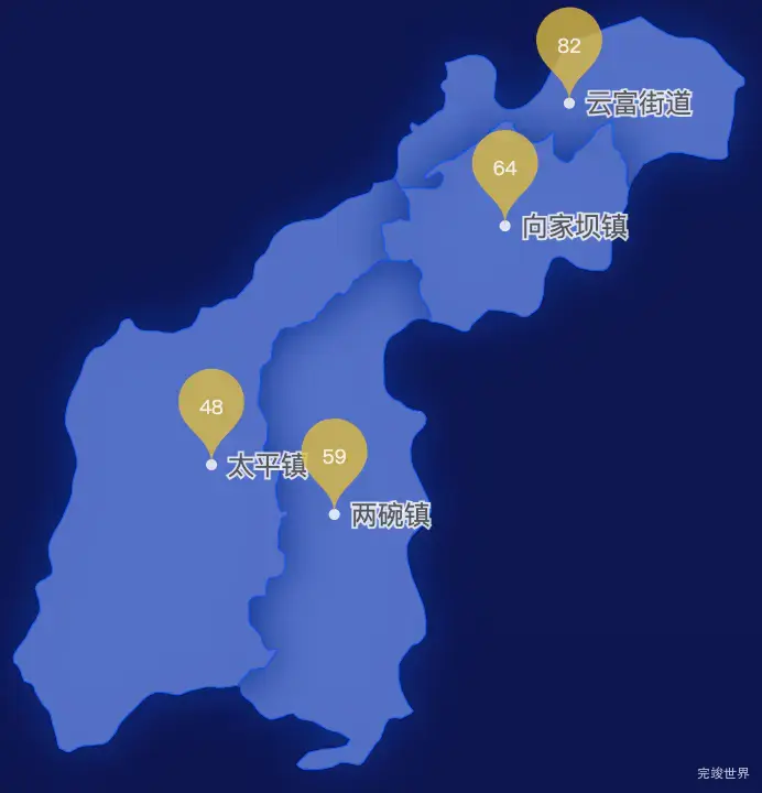 echarts昭通市水富市geoJson地图水滴状气泡图