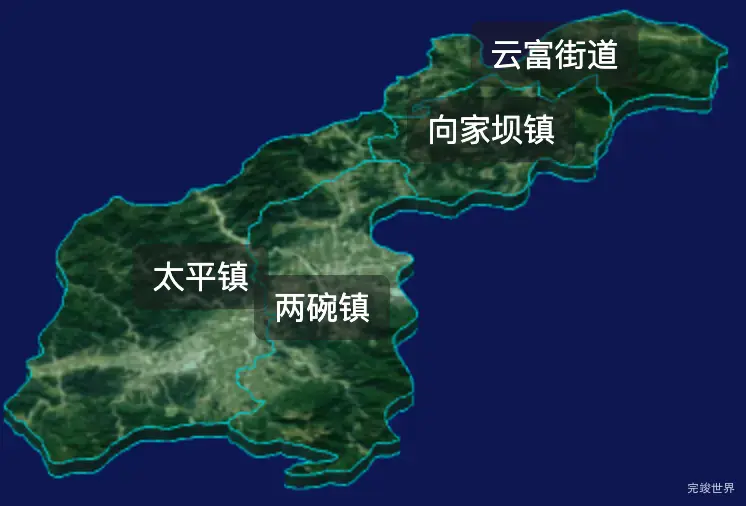 threejs昭通市水富市geoJson地图3d地图css2d标签