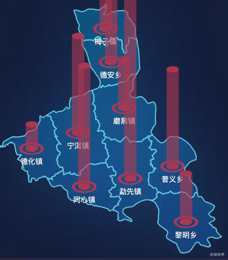 echarts普洱市宁洱哈尼族彝族自治县geoJson地图添加柱状图