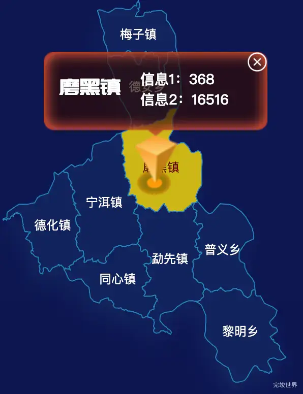 echarts普洱市宁洱哈尼族彝族自治县geoJson地图点击弹出自定义弹窗