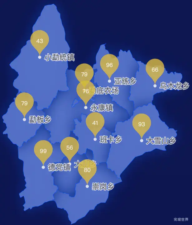 echarts临沧市永德县geoJson地图水滴状气泡图