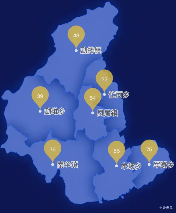 echarts临沧市镇康县geoJson地图水滴状气泡图