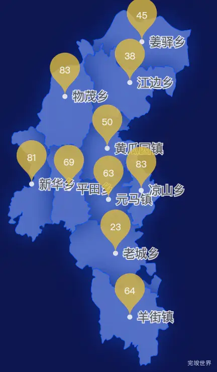 echarts楚雄彝族自治州元谋县geoJson地图水滴状气泡图