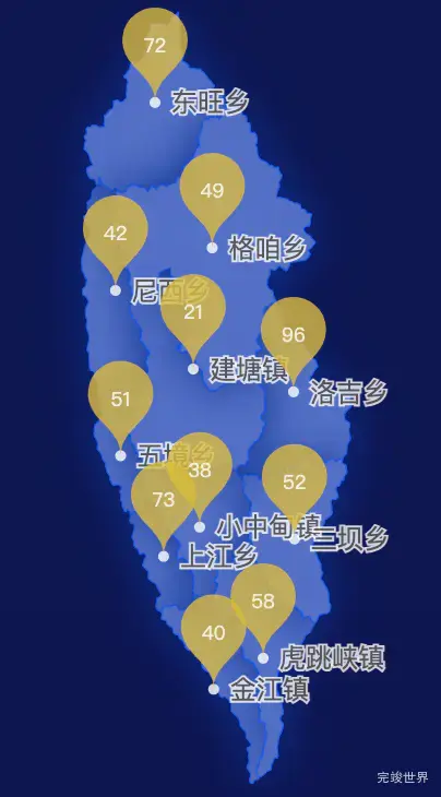 echarts迪庆藏族自治州香格里拉市geoJson地图水滴状气泡图