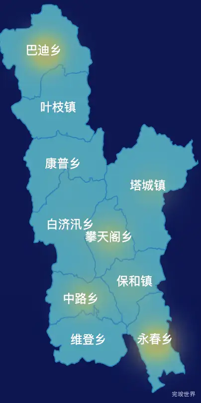 echarts迪庆藏族自治州维西傈僳族自治县geoJson地图热力图