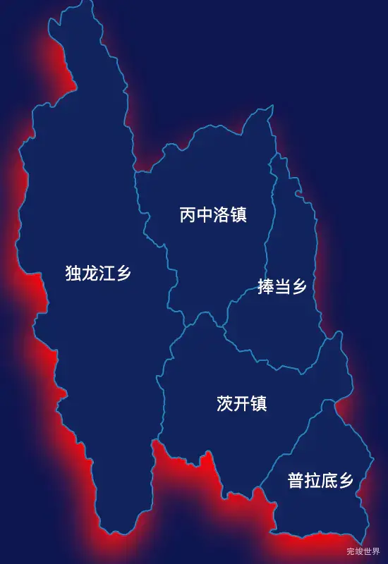 echarts怒江傈僳族自治州贡山独龙族怒族自治县geoJson地图阴影