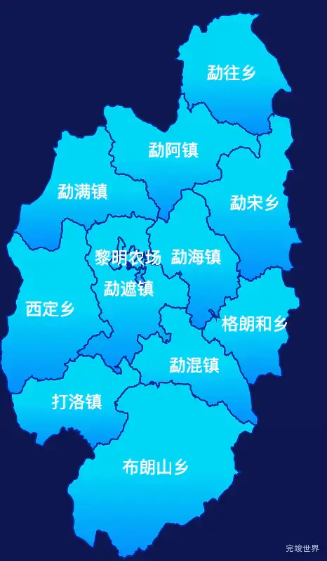 echarts西双版纳傣族自治州勐海县geoJson地图局部颜色渐变