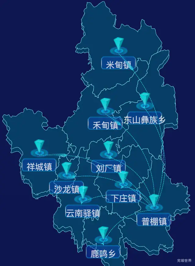 echarts大理白族自治州祥云县geoJson地图label自定义样式