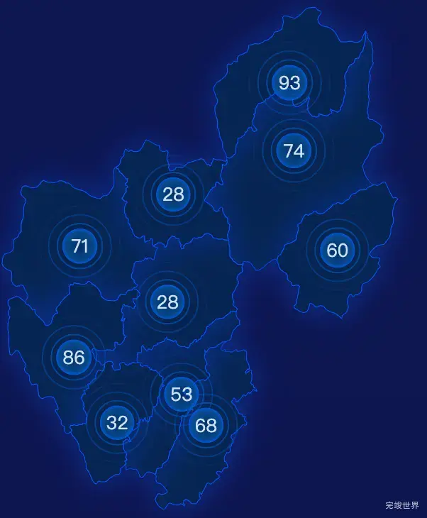 echarts大理白族自治州宾川县geoJson地图圆形波纹状气泡图