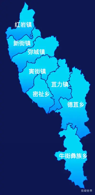 echarts大理白族自治州弥渡县geoJson地图局部颜色渐变