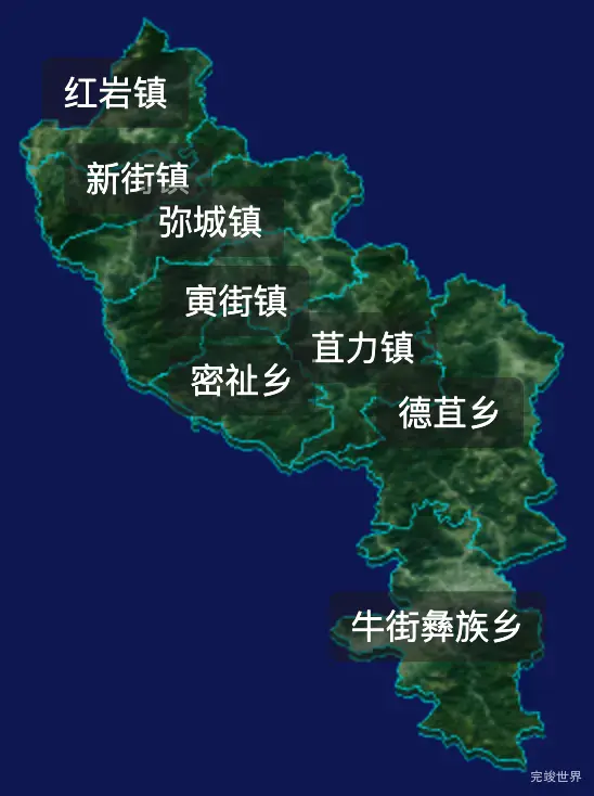 threejs大理白族自治州弥渡县geoJson地图3d地图css2d标签