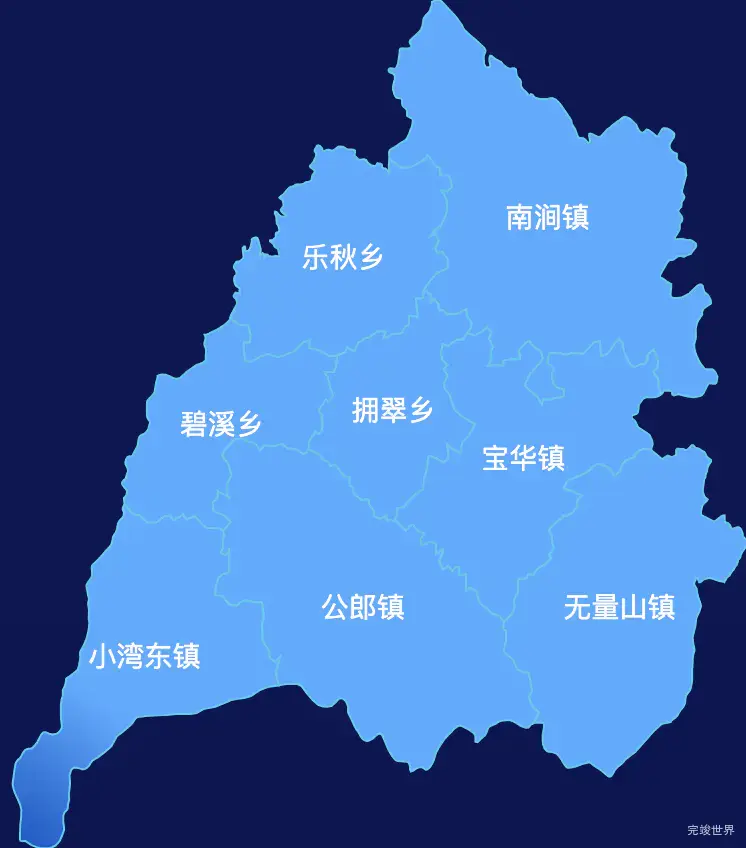 echarts大理白族自治州南涧彝族自治县geoJson地图全局颜色渐变