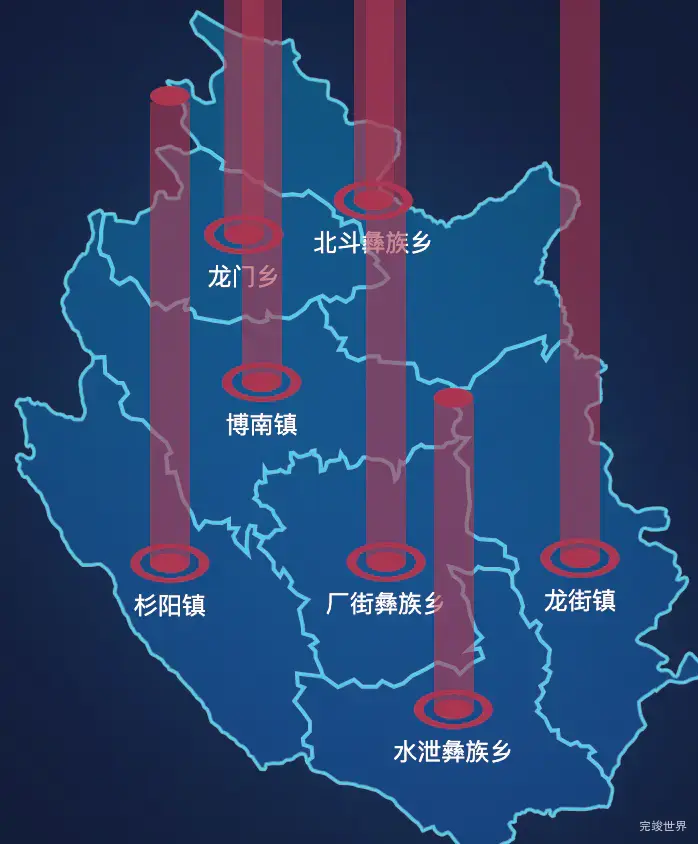 echarts大理白族自治州永平县geoJson地图添加柱状图