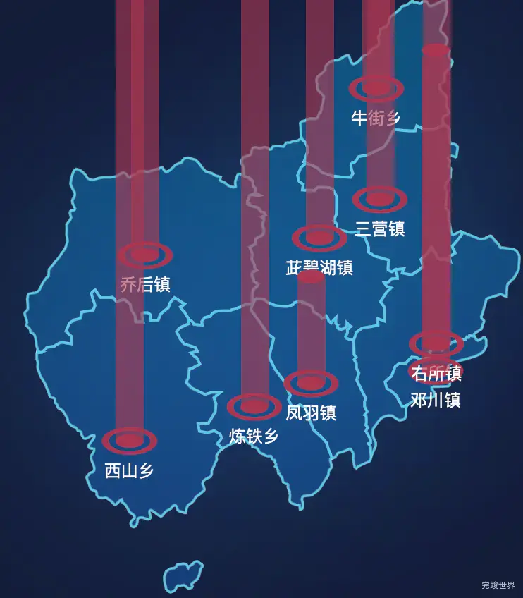 echarts大理白族自治州洱源县geoJson地图添加柱状图