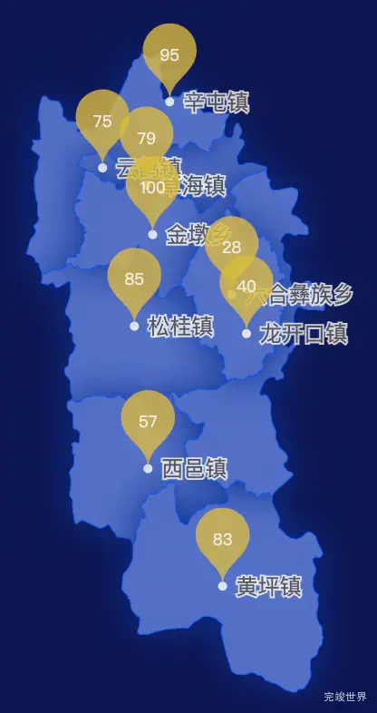 echarts大理白族自治州鹤庆县geoJson地图水滴状气泡图