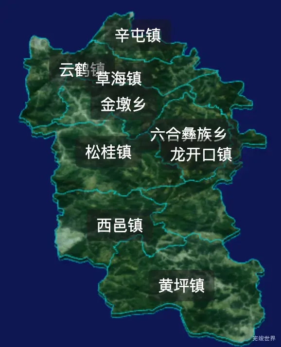 threejs大理白族自治州鹤庆县geoJson地图3d地图css2d标签