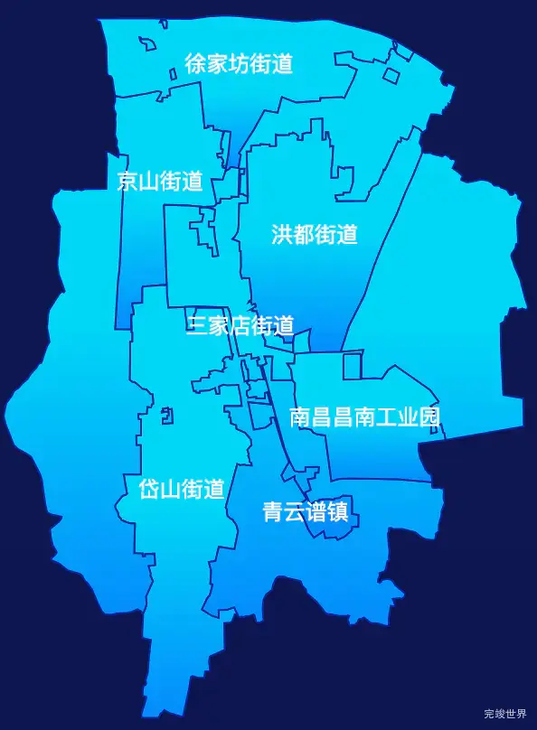 echarts南昌市青云谱区geoJson地图局部颜色渐变