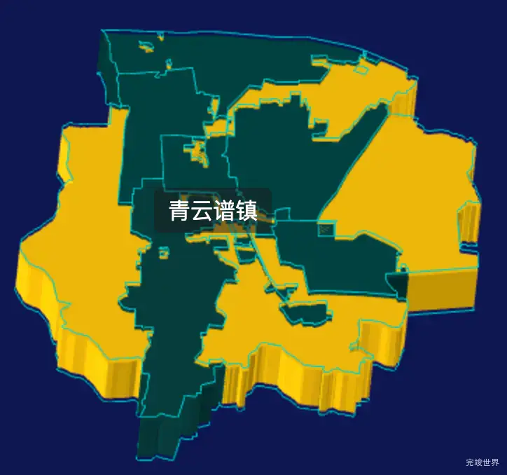 threejs南昌市青云谱区geoJson地图3d地图鼠标移入显示标签并高亮