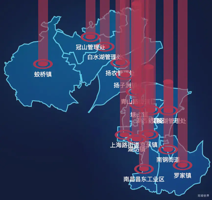 echarts南昌市青山湖区geoJson地图添加柱状图