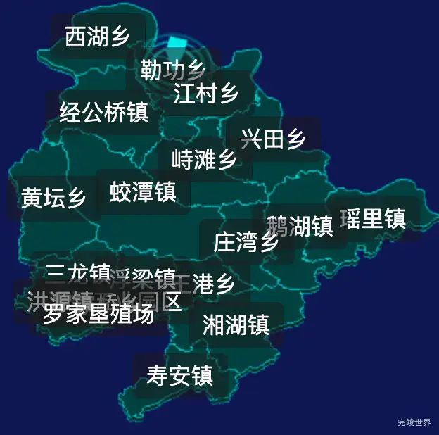 threejs景德镇市浮梁县geoJson地图3d地图CSS2D外加旋转棱锥