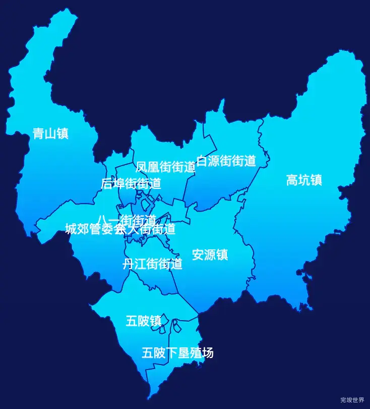 echarts萍乡市安源区geoJson地图局部颜色渐变