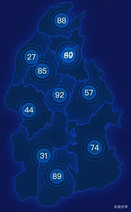 echarts萍乡市湘东区geoJson地图圆形波纹状气泡图