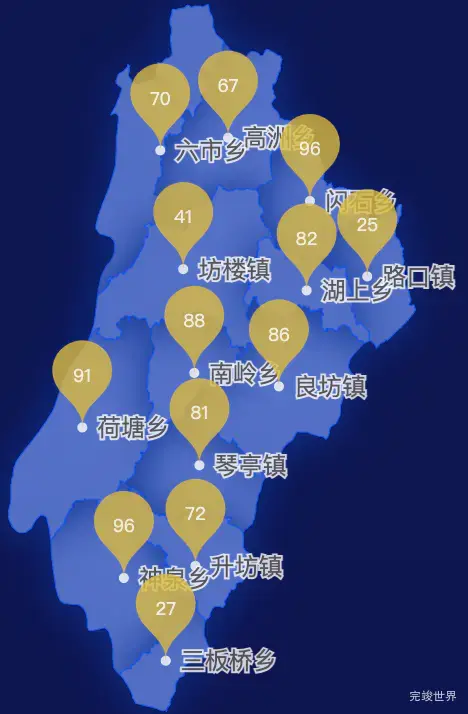 echarts萍乡市莲花县geoJson地图水滴状气泡图