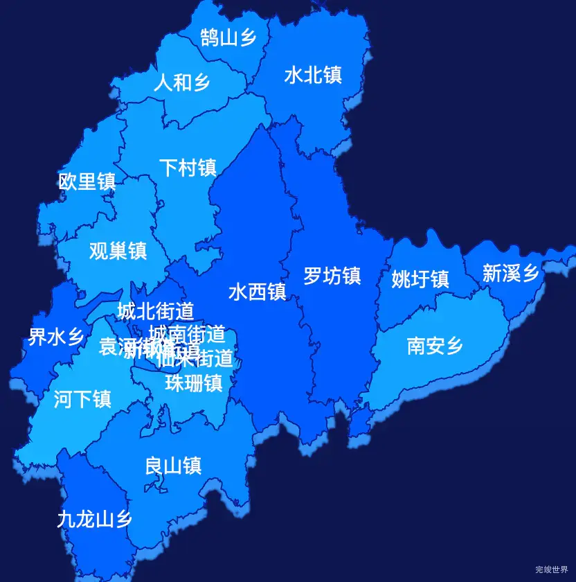 echarts新余市渝水区geoJson地图 visualMap控制地图颜色