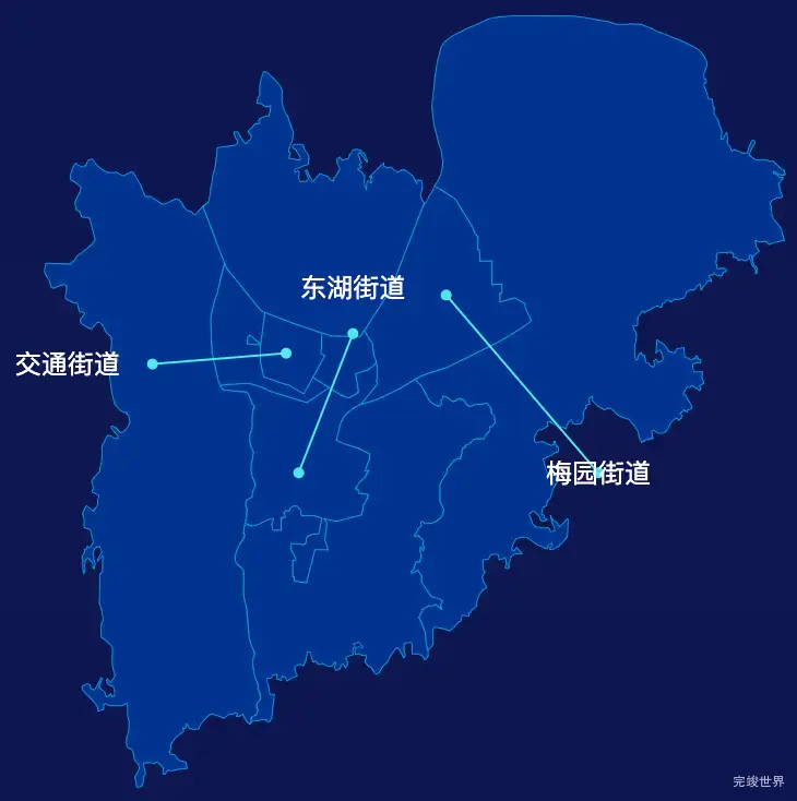 echarts鹰潭市月湖区geoJson地图自定义引导线