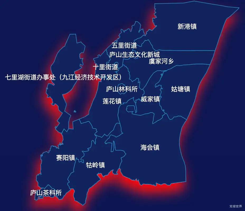 echarts九江市濂溪区geoJson地图阴影