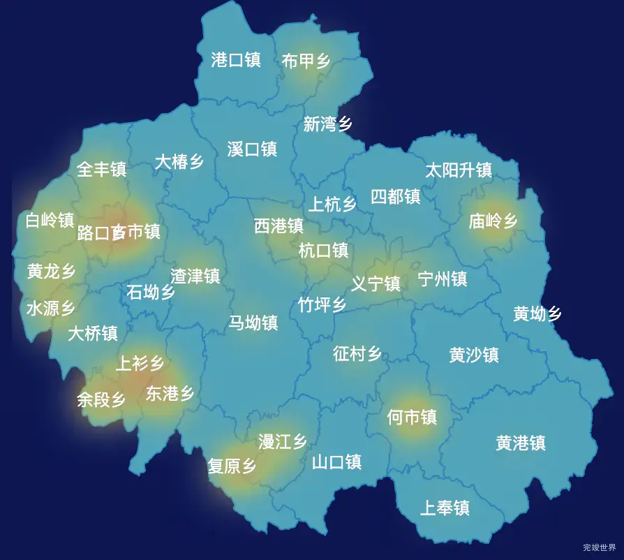 echarts九江市修水县geoJson地图热力图