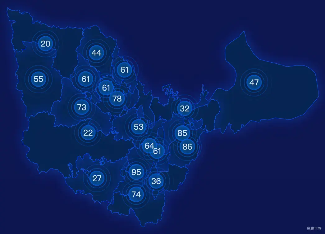 echarts九江市永修县geoJson地图圆形波纹状气泡图