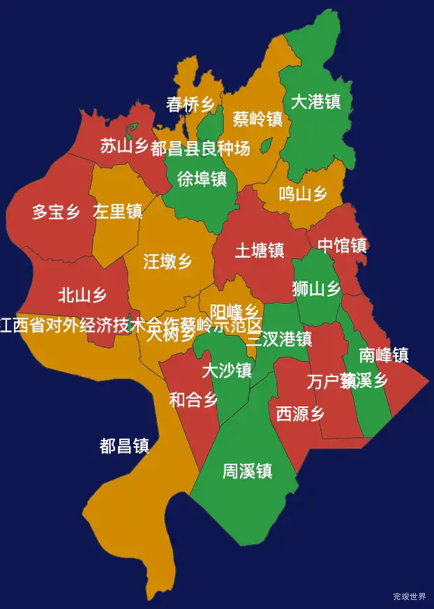 echarts九江市都昌县geoJson地图定义颜色