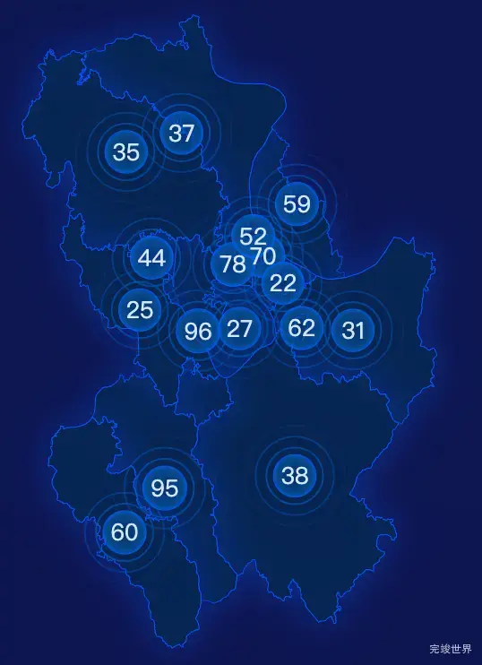 echarts赣州市章贡区geoJson地图圆形波纹状气泡图