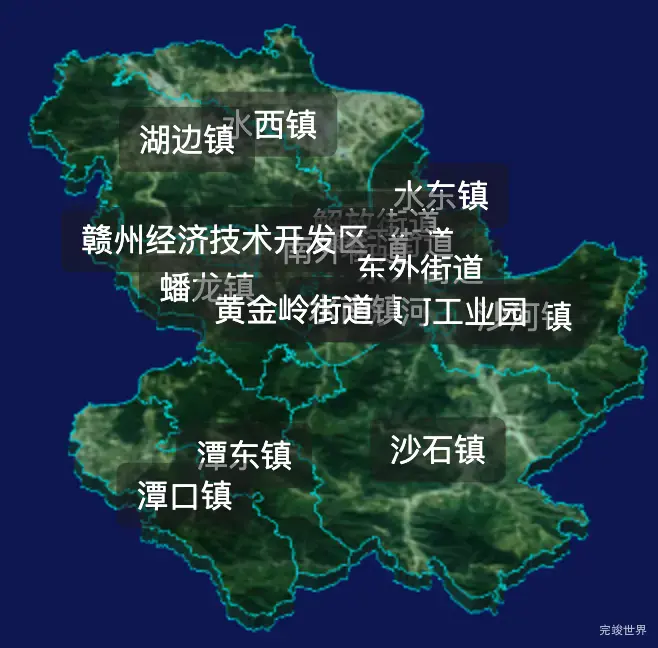 threejs赣州市章贡区geoJson地图3d地图自定义贴图加CSS2D标签