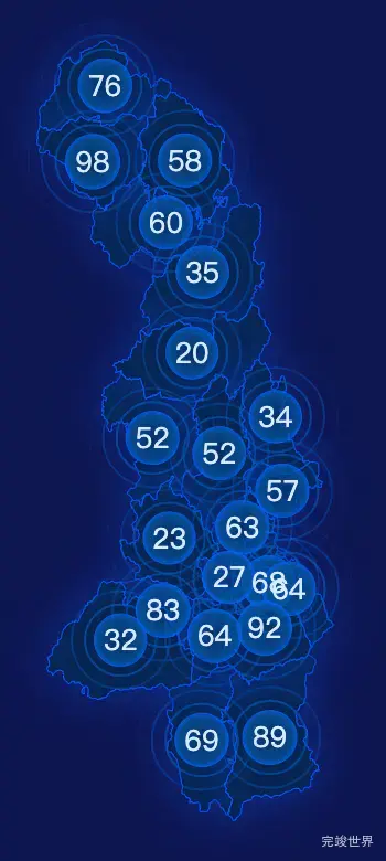 echarts赣州市南康区geoJson地图圆形波纹状气泡图