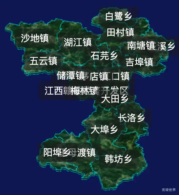 threejs赣州市赣县区geoJson地图3d地图css2d标签