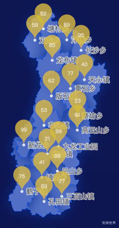 echarts赣州市安远县geoJson地图水滴状气泡图