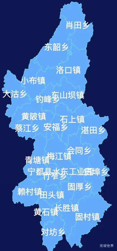 echarts赣州市宁都县geoJson地图全局颜色渐变