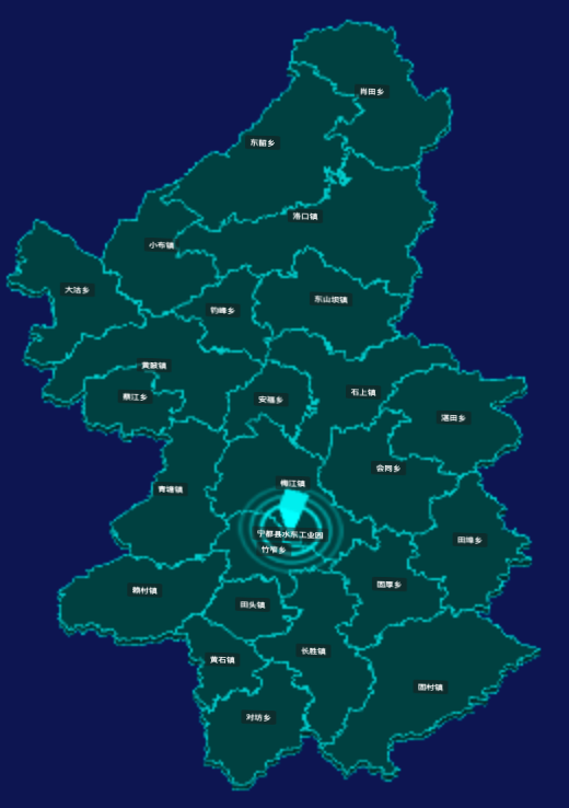 threejs赣州市宁都县geoJson地图3d地图添加旋转棱锥