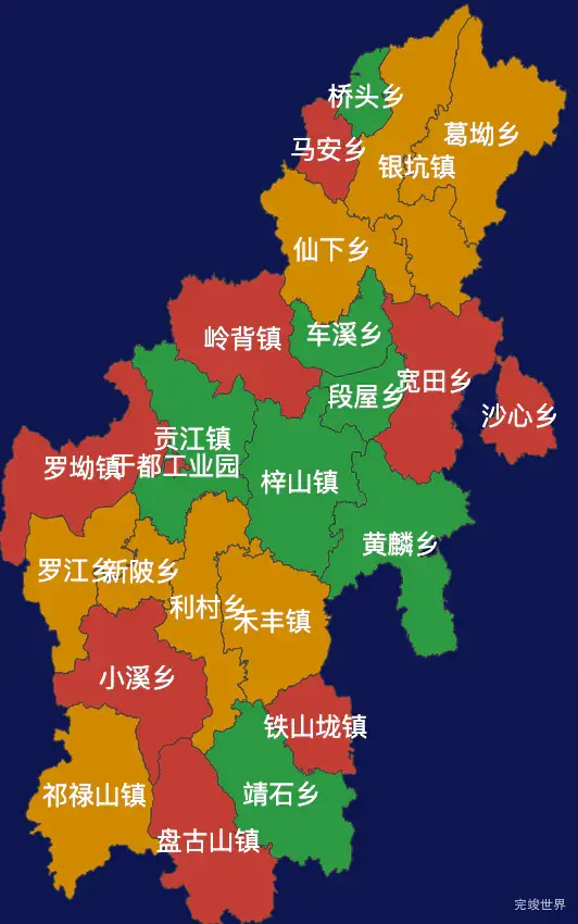 echarts赣州市于都县geoJson地图定义颜色