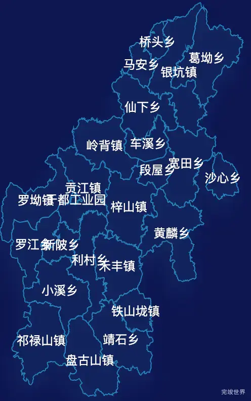 echarts赣州市于都县geoJson地图地图下钻展示