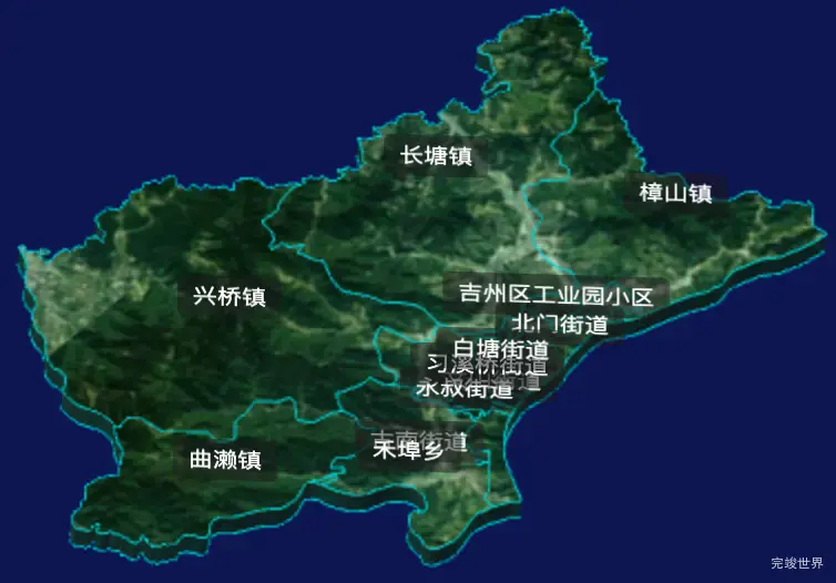 threejs吉安市吉州区geoJson地图3d地图自定义贴图加CSS3D标签