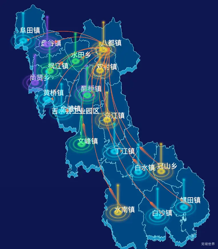 echarts吉安市吉水县geoJson地图迁徙图