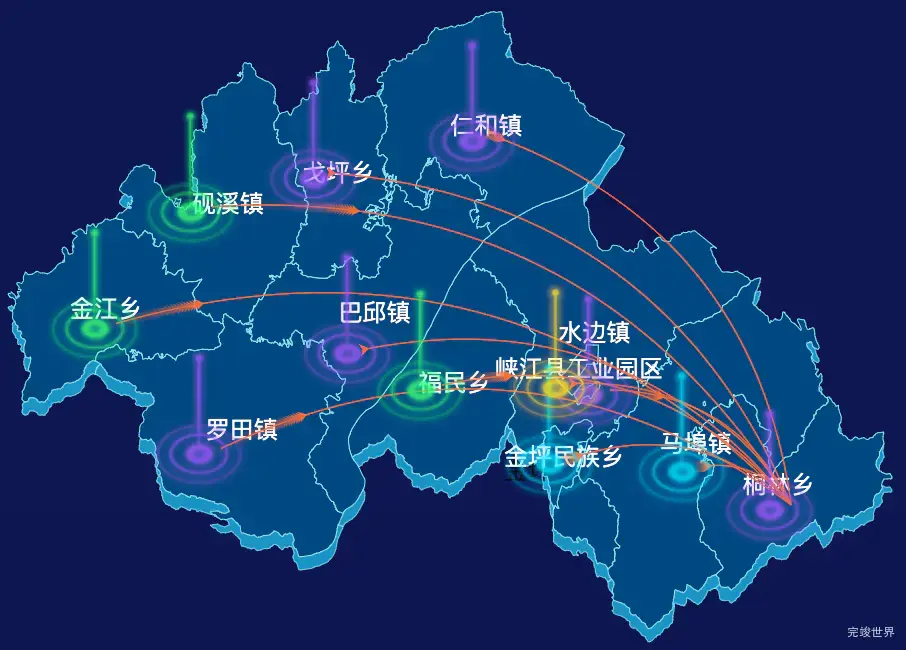 echarts吉安市峡江县geoJson地图迁徙图