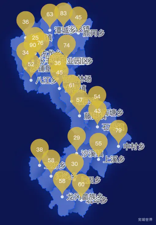 echarts吉安市永丰县geoJson地图水滴状气泡图