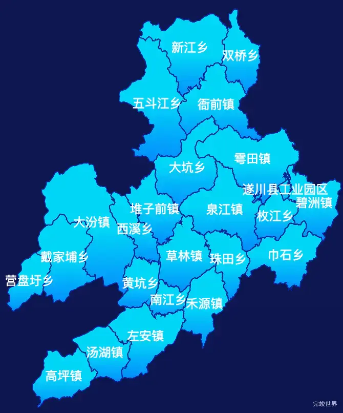 echarts吉安市遂川县geoJson地图局部颜色渐变